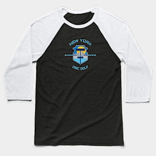 New York Disc Golf - State Flag Black Baseball T-Shirt